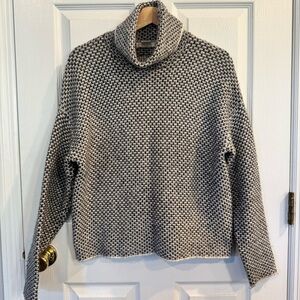 Christian Siriano New York Black Ivory Textured Cowl Neck Sweater Small